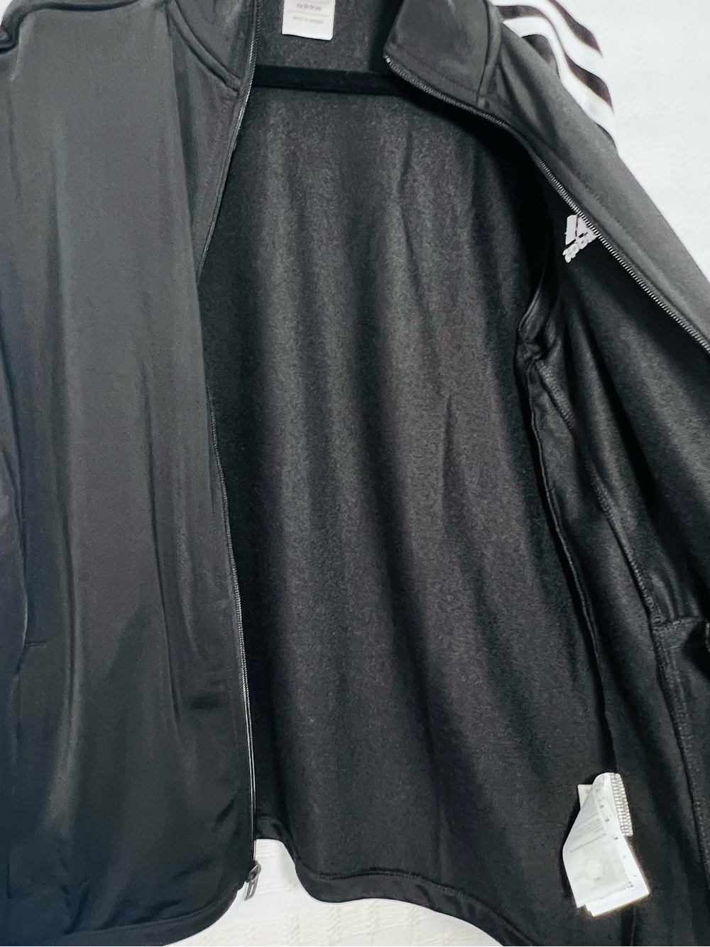 adidas Black Track Jacket with White Three-Stripe Sleeves - Picture 5 of 10